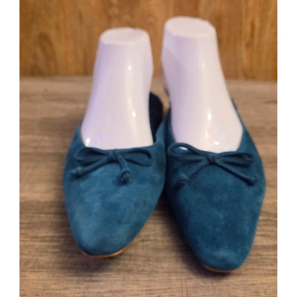 Chico's Striking Teal Faux Fur Penny‎ Flats Womens Size 8